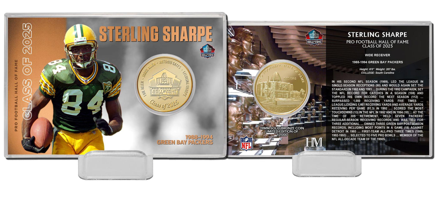 Packers Sterling Sharpe Pro Football Hall of Fame Class of 2025 Bronze Coin Card