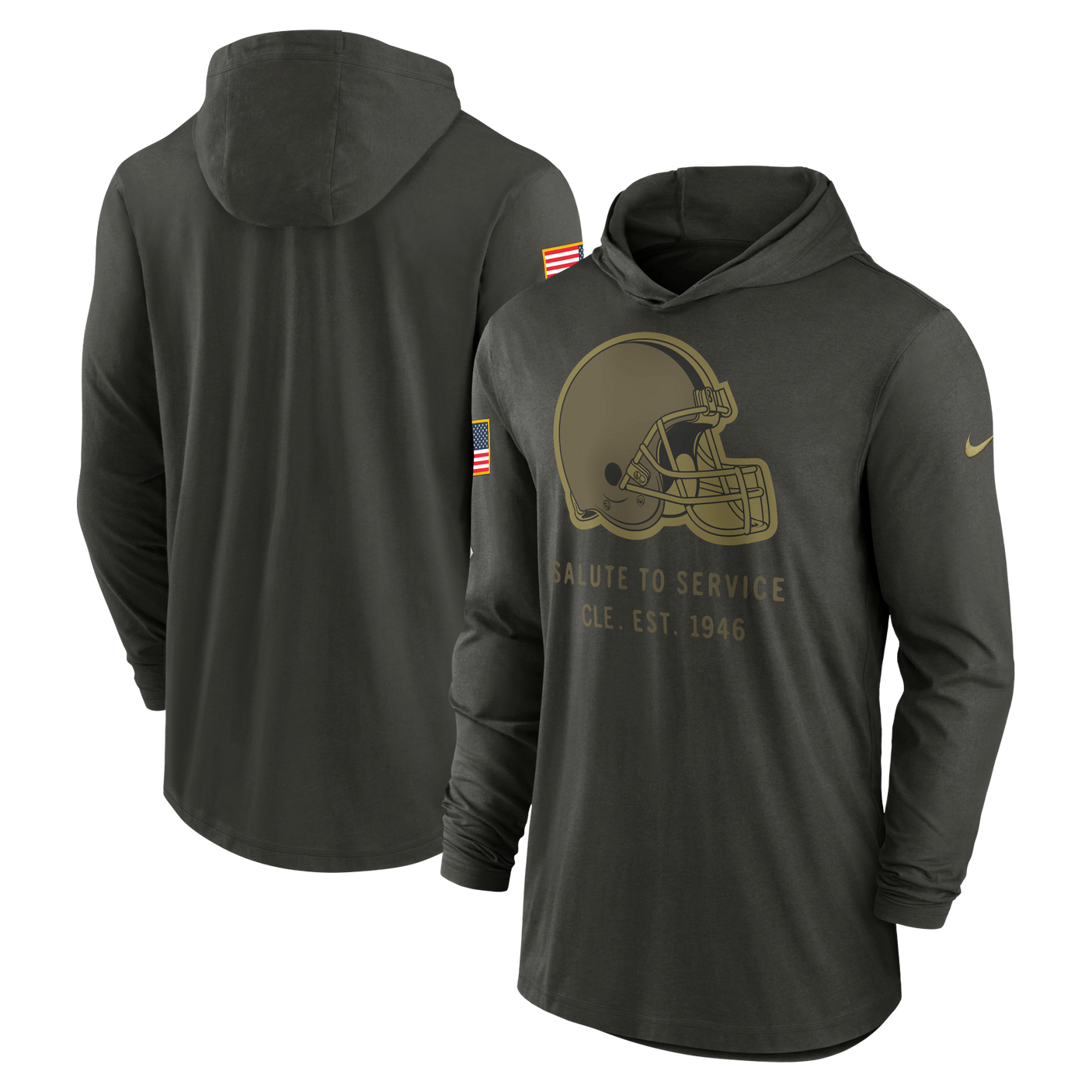 Browns 2025 Nike Men's Salute to Service Hooded Long Sleeve T-Shirt