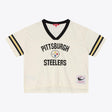 Steelers 2026 Mitchell & Ness Women's Retro Roots Crop Boxy Yoke T-Shirt Pro Football Hall of Fame