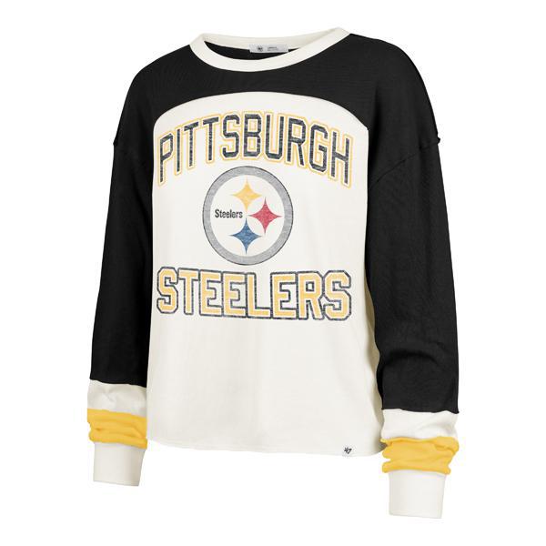 Steelers Women's '47 Double Header Curve Long Sleeve T-Shirt