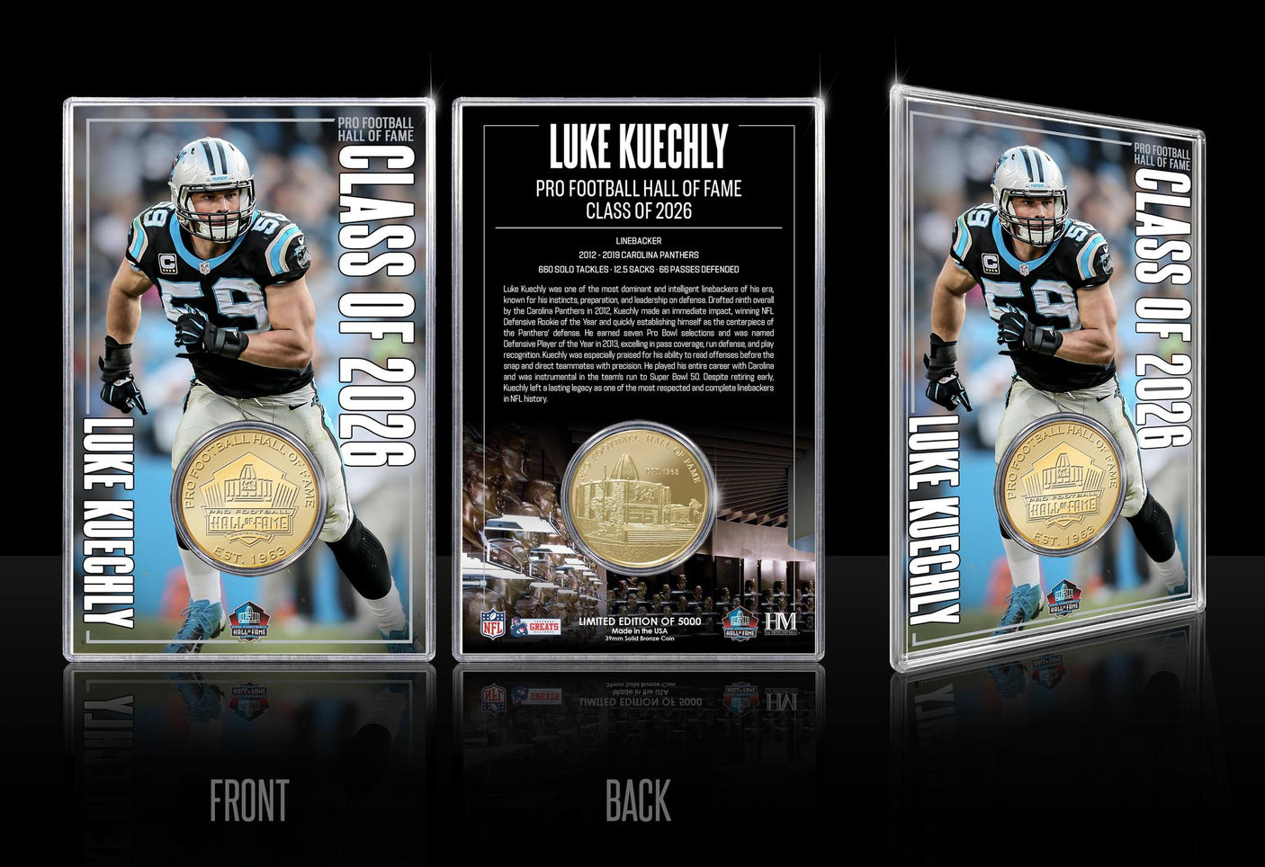 Luke Kuechly Class of 2026 Hall of Fame Induction Bronze Coin Card - DS
