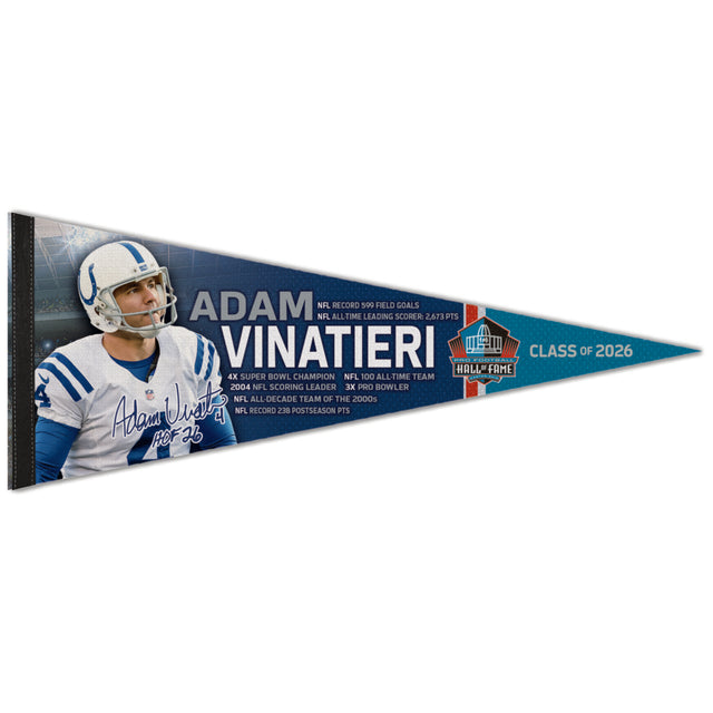 Colts Adam Vinatieri Class of 2026 Premium Pennant