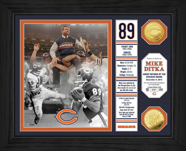 Bears Mike Ditka Jersey Retirement "Banner" Bronze Coin Photo Mint Pro Football Hall of Fame