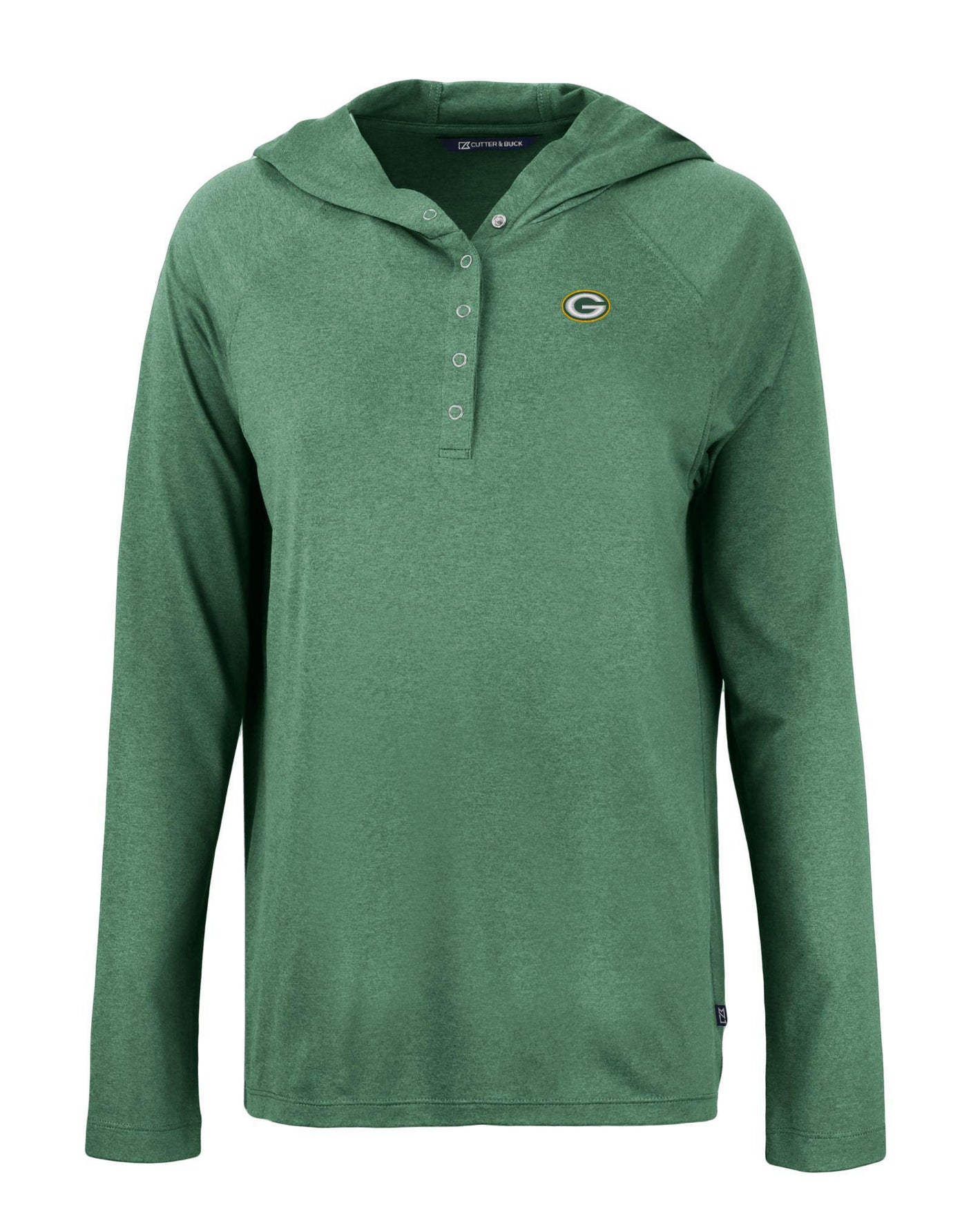Packers Cutter and Buck Women's Hunter Coastline Epic Comfort Eco Hooded Shirt