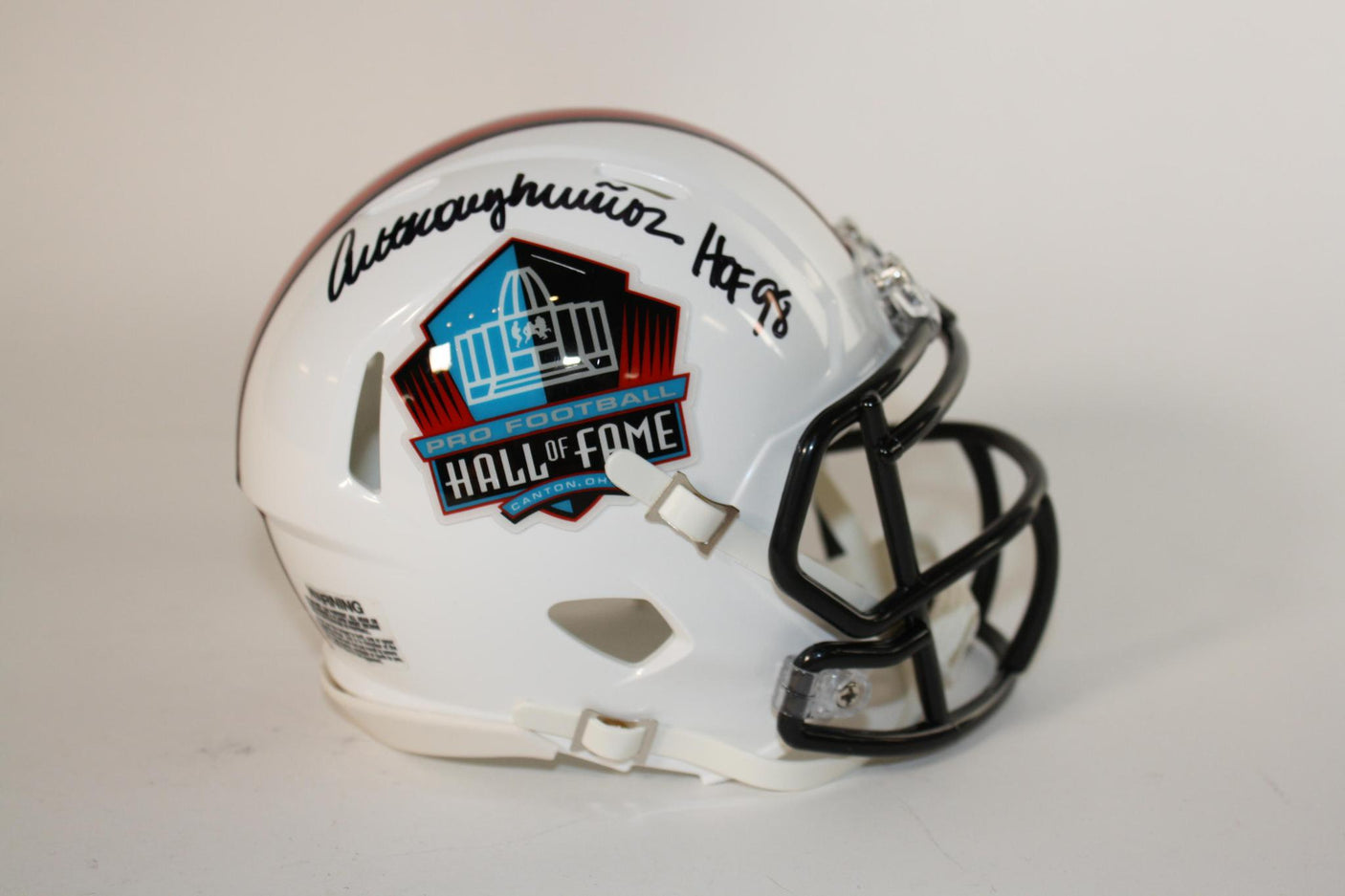 Anthony Muñoz Autographed Hall of Fame Speed Mini Helmet With Inscription