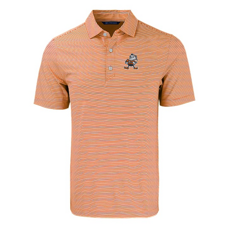 Browns Cutter and Buck Men's Orange Forge Eco Double Stripe Recycled Polo