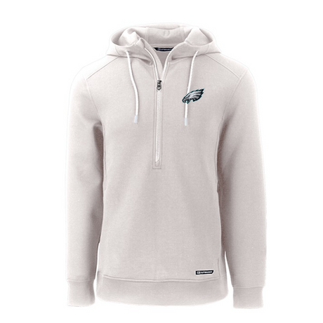 Eagles Cutter and Buck Men's Grey Roam Eco Half Zip Hooded Pullover