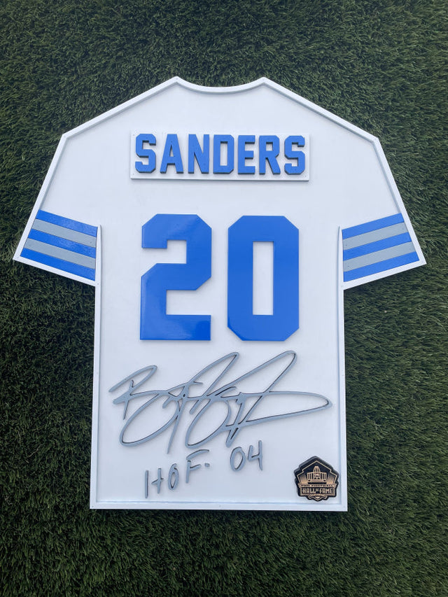 Barry Sanders Wood Jersey White 3D Sign