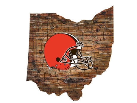 Browns Distressed State Sign With Team Logo