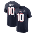 Patriots Drake Maye 2026 Men's Super Bowl LX (60) Name and Number T-Shirt