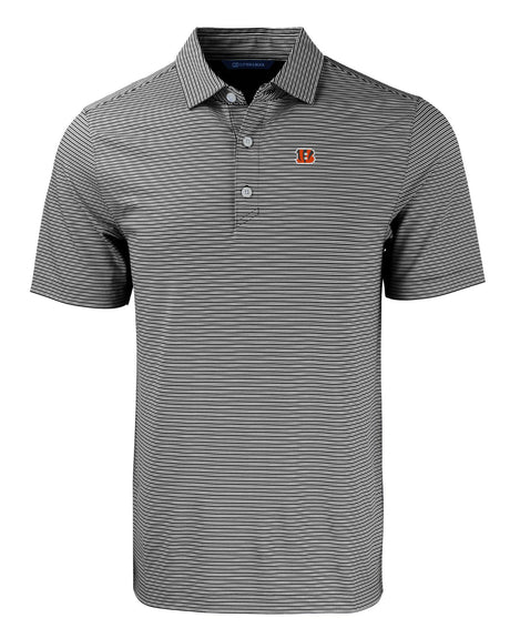 Bengals Cutter and Buck Men's Black Forge Eco Double Stripe Recycled Polo