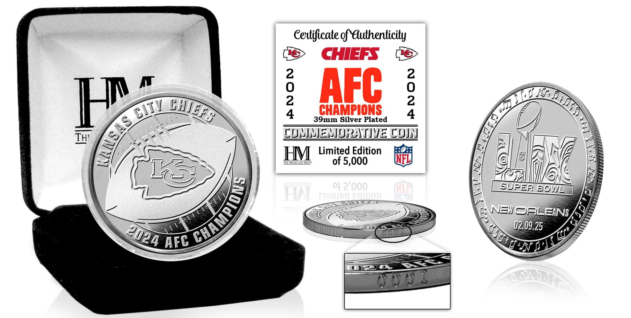 Chiefs 2024 AFC Champions Silver Coin – Pro Football Hall of Fame