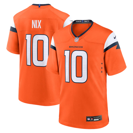 Broncos Bo Nix Nike Men's Orange Game Jersey
