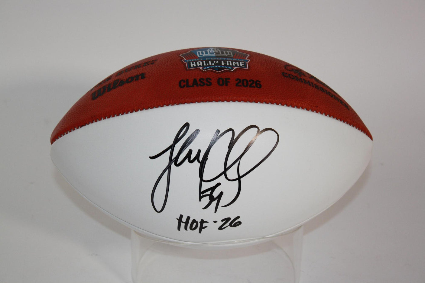 Luke Kuechly Autographed Football with HOF Inscription