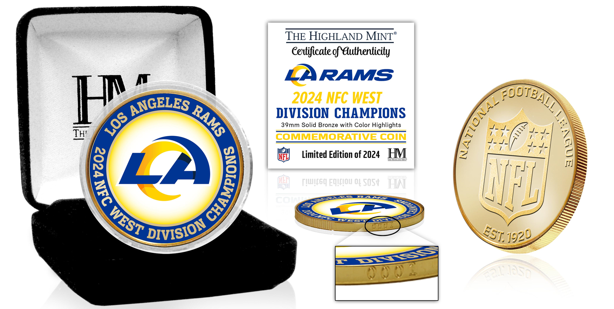 Rams NFC West Division Champions Bronze Color Coin – Pro Football