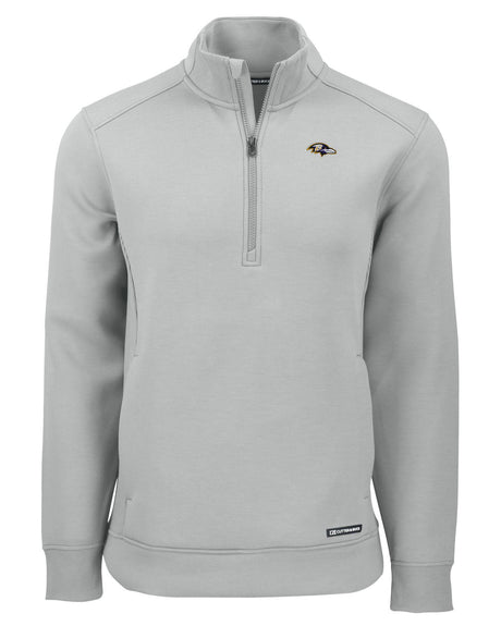 Ravens Cutter and Buck Men's Grey Roam Eco Quarter Zip Pullover