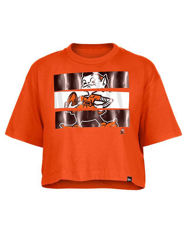 Browns Women's New Era Throwback Elf Cropped T-Shirt