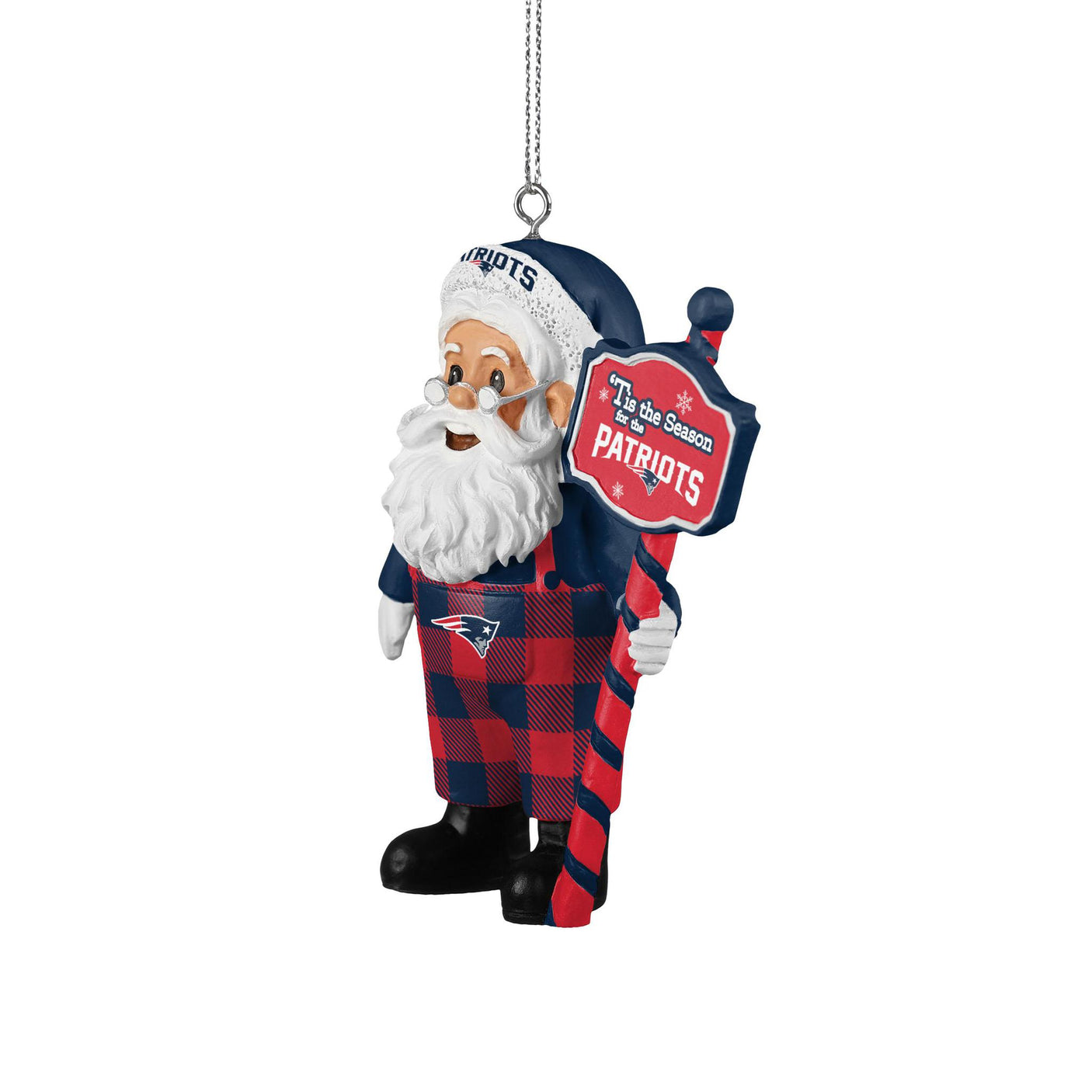 Patriots Santa Overalls Ornament