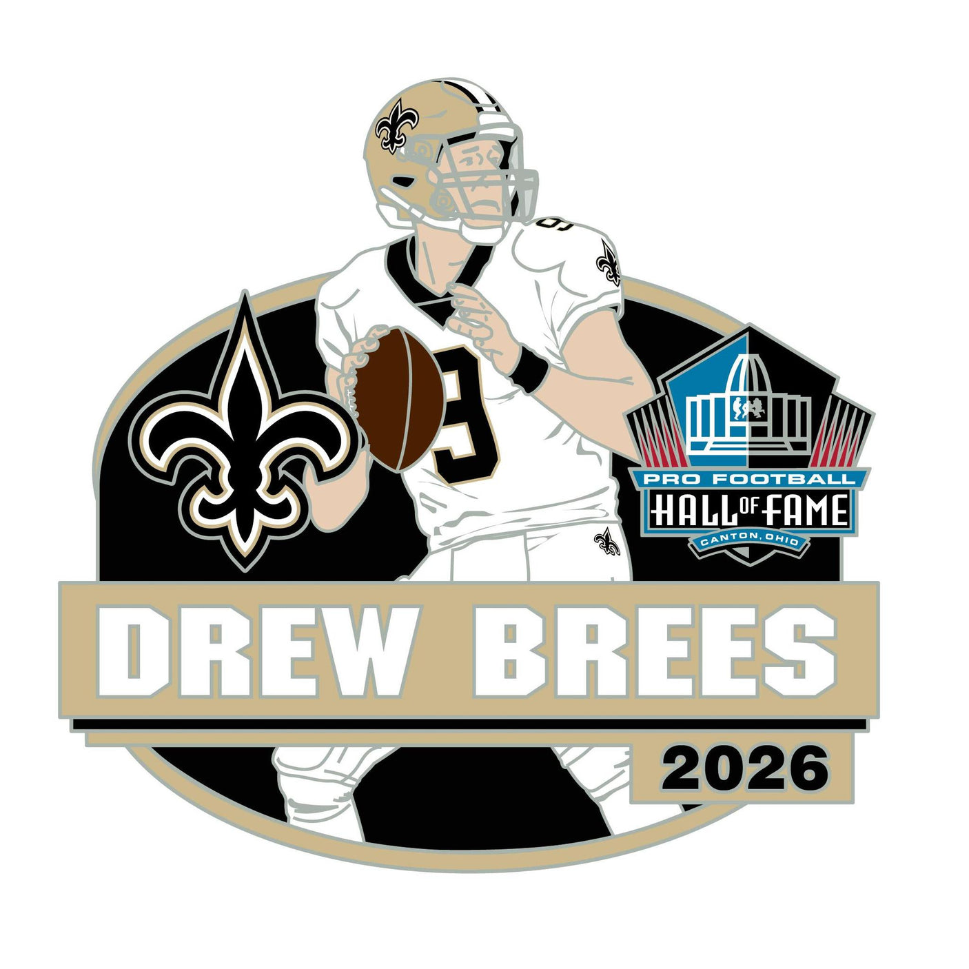 Drew Brees Saints Class of 2026 Action Pin