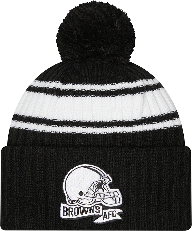 Browns 2022 New Era® NFL Sideline Sport Knit Hat - Black and White