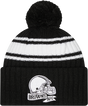 Browns 2022 New Era® NFL Sideline Sport Knit Hat - Black and White