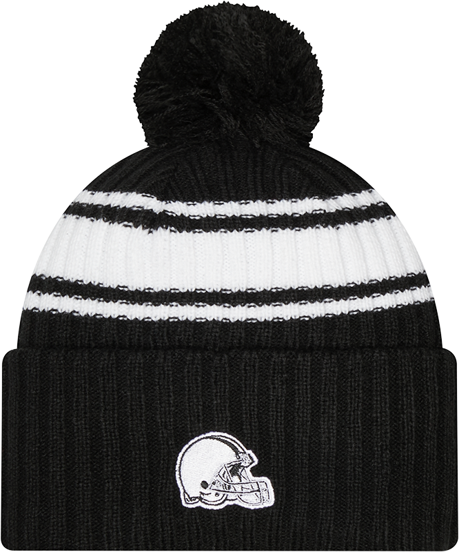 Browns 2022 New Era® NFL Sideline Sport Knit Hat - Black and White