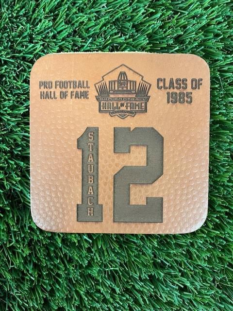 Roger Staubach Leather Player Coaster