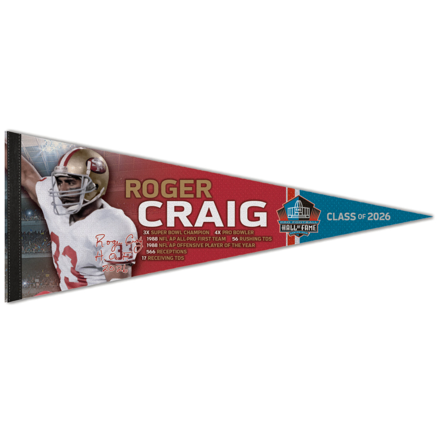 49ers Roger Craig Class of 2026 Premium Pennant
