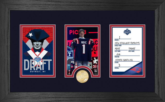 Patriots Drake Maye 2024 NFL Draft Card Bronze Coin Photo Mint