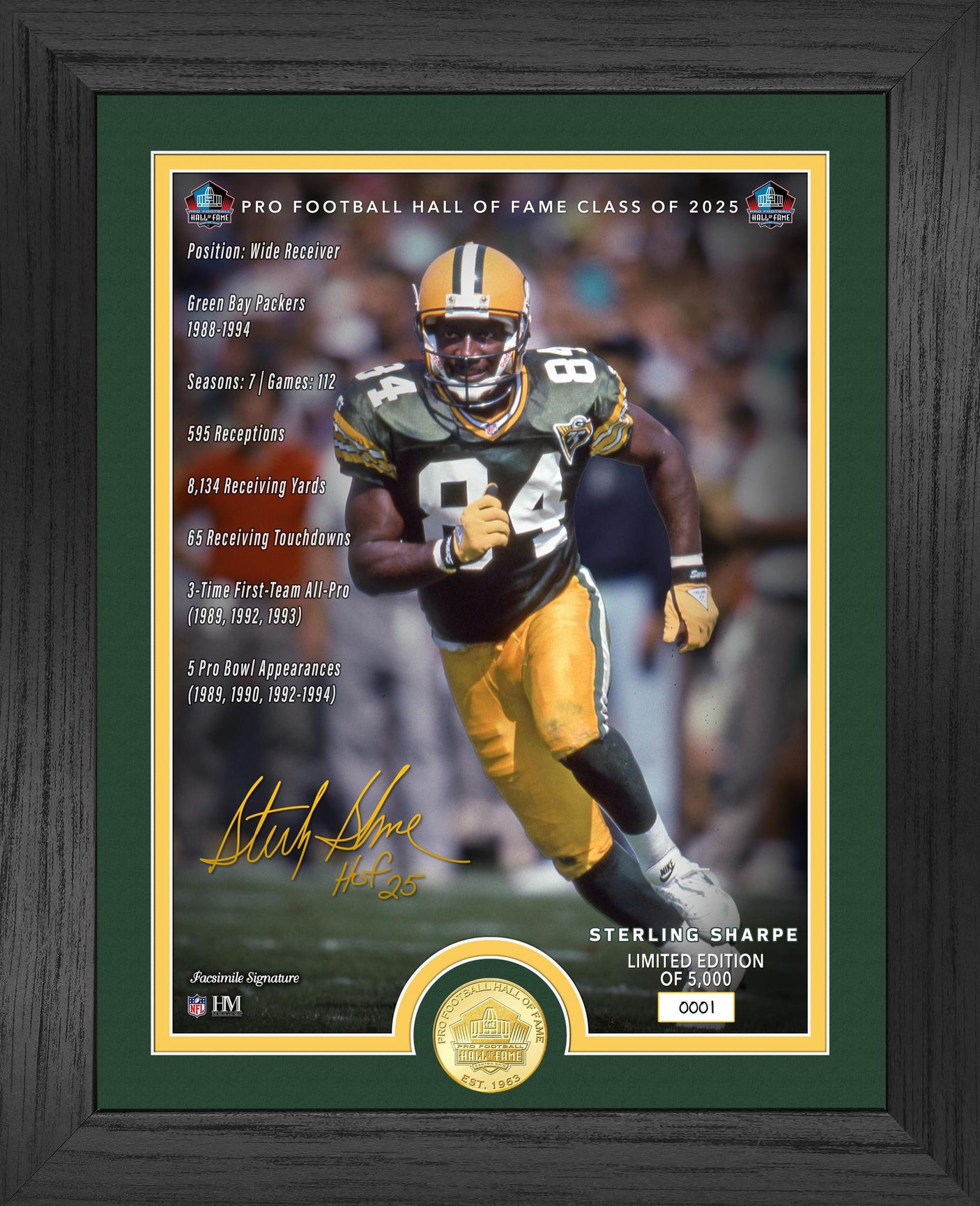 Packers Sterling Sharpe Pro Football Hall of Fame Class of 2025 Bronze Coin Photo Mint