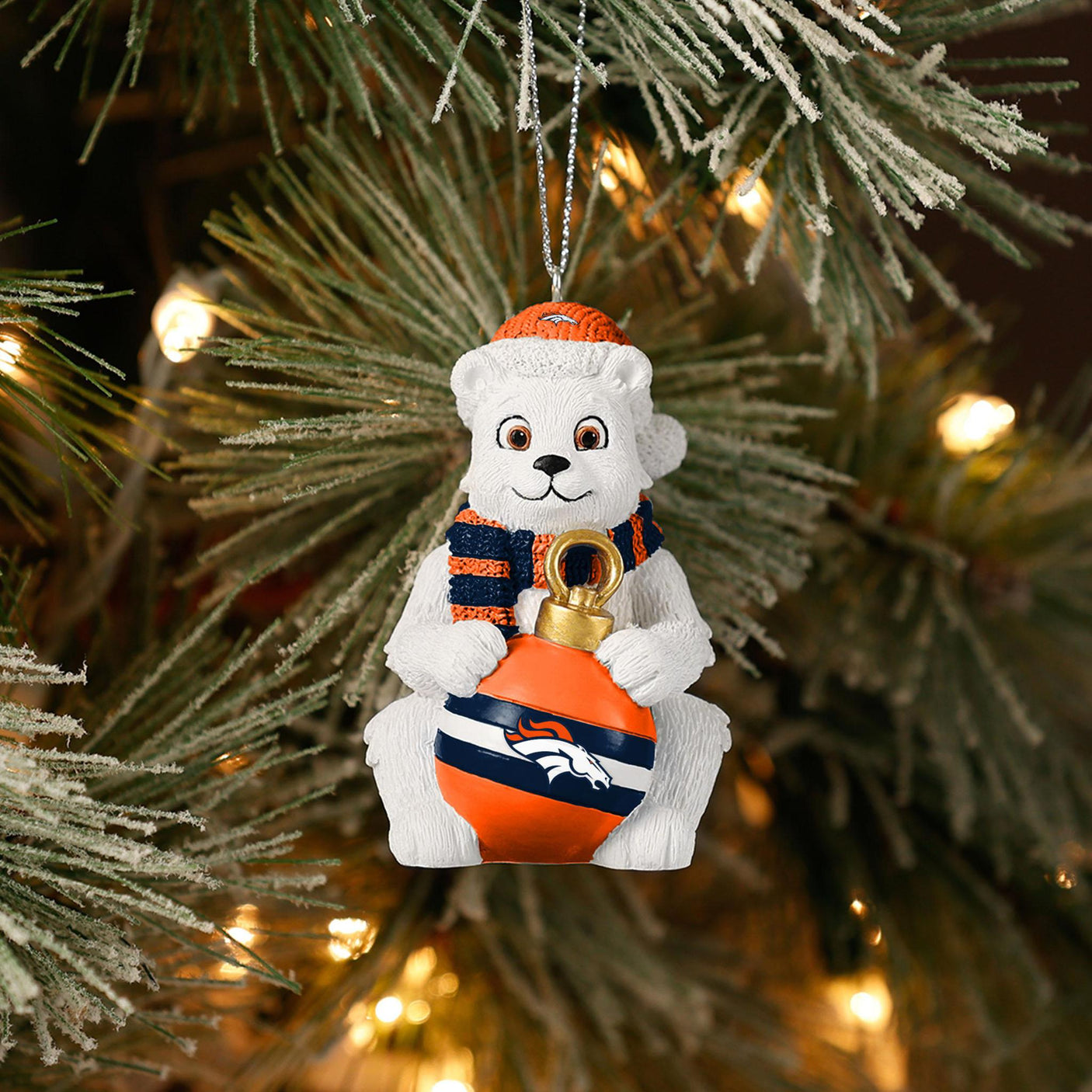 Broncos Sitting Polar Bear Ornament