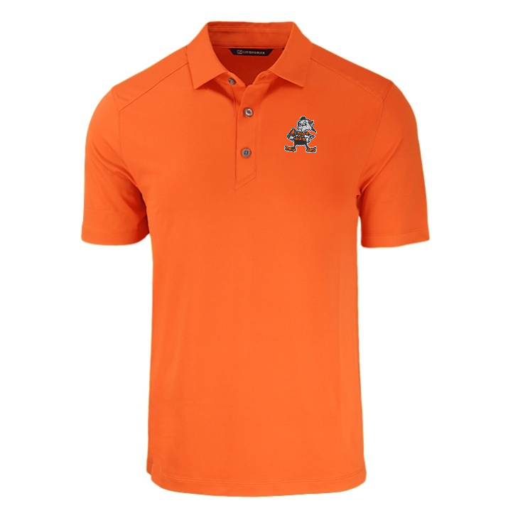 Browns Cutter and Buck Men's Orange Forge Eco Fine Line Stripe Recycled Polo