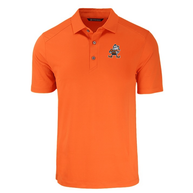 Browns Cutter and Buck Men's Orange Forge Eco Fine Line Stripe Recycled Polo