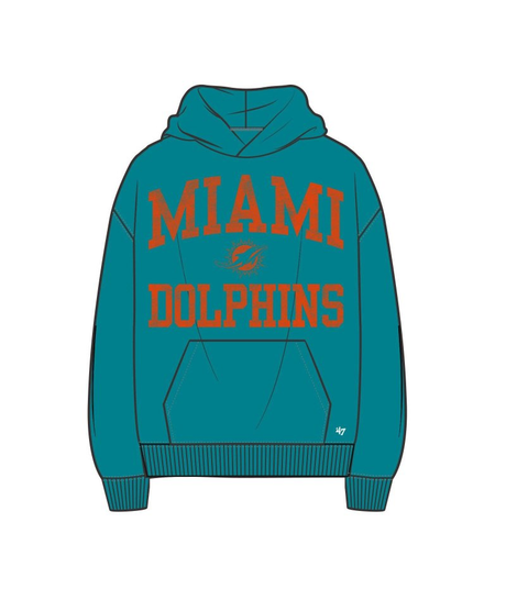 Dolphins 2026 '47 Brand Men's Campus Stack Arched Foundation Hoodie Pro Football Hall of Fame