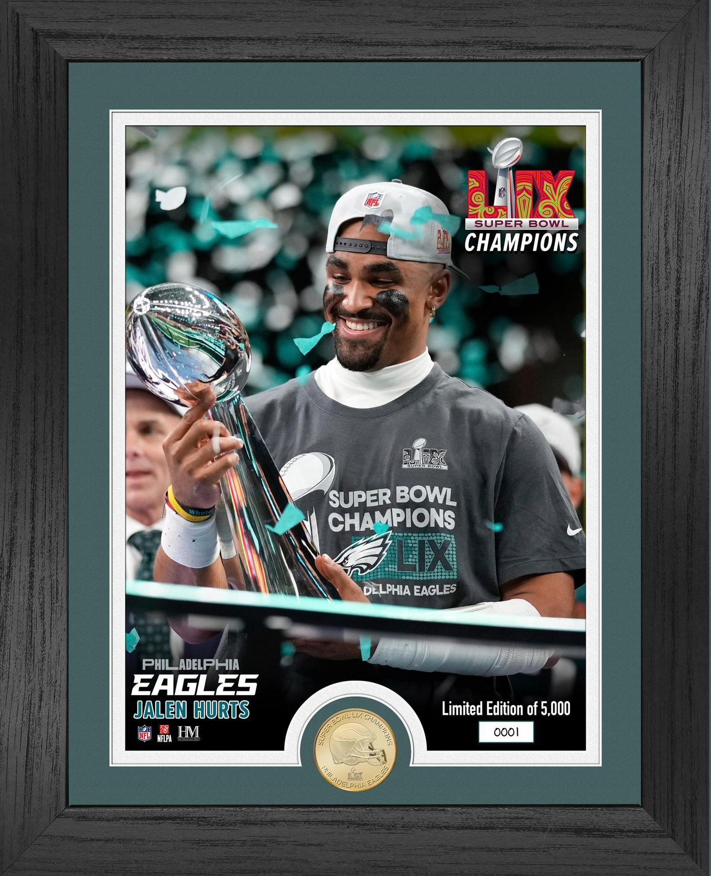 Eagles Jalen Hurts Super Bowl LIX (59) Champions Bronze Coin Trophy Photo Mint