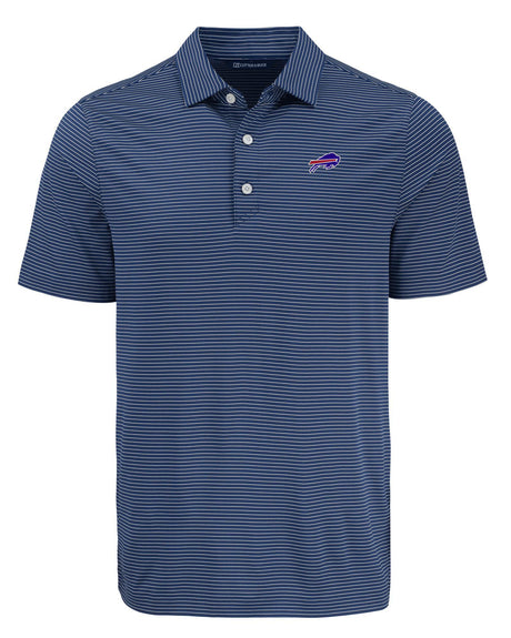 Bills Cutter and Buck Men's Navy Forge Eco Fine Line Stripe Recycled Polo