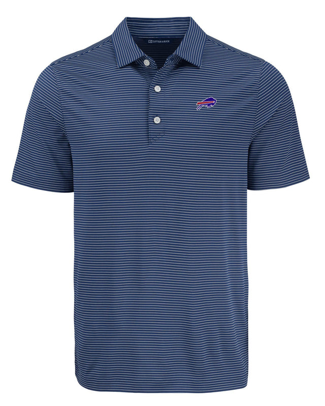 Bills Cutter and Buck Men's Navy Forge Eco Fine Line Stripe Recycled Polo