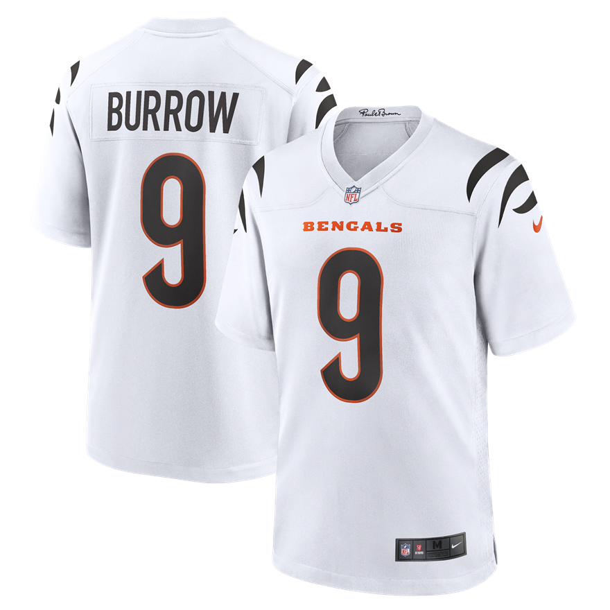 Bengals Joe Burrow Men's White Road Nike Game Jersey