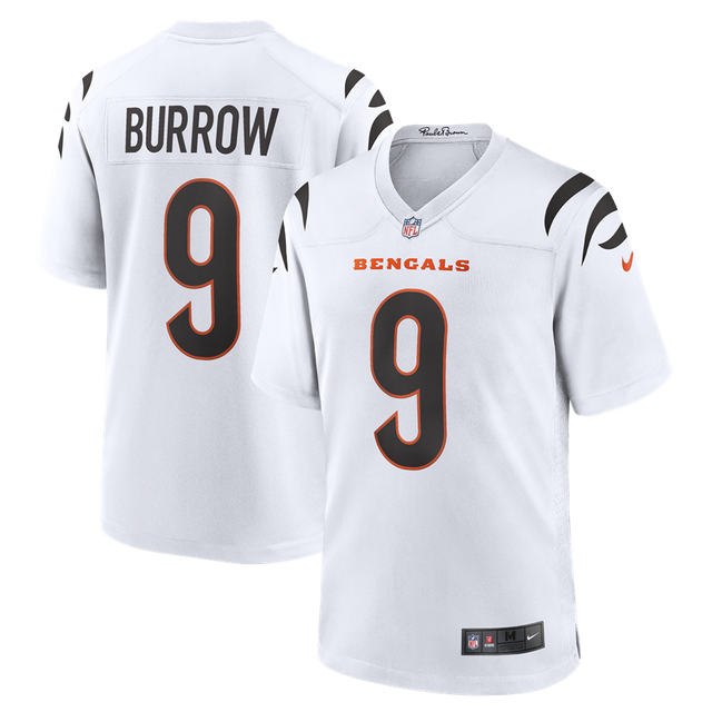 Bengals Joe Burrow Men's White Road Nike Game Jersey