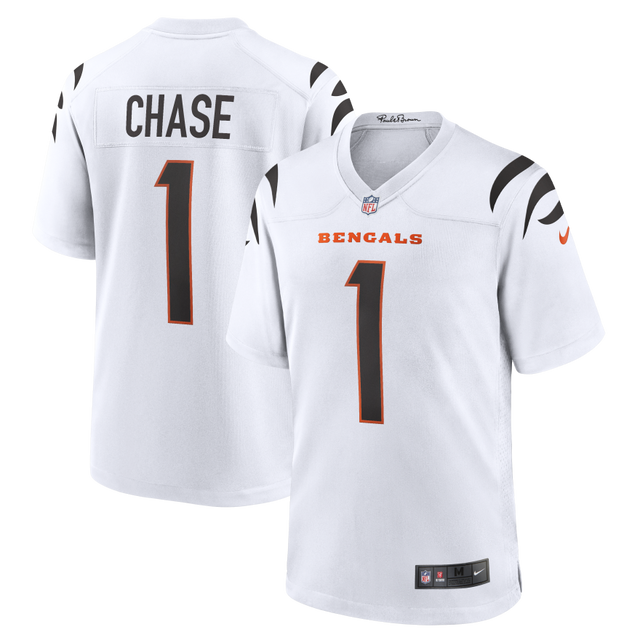 Bengals Ja'marr Chase Men's White Road Nike Game Jersey Bengals Ja'marr Chase Men's White Road Nike Game Jersey
