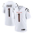 Bengals Ja'marr Chase Men's White Road Nike Game Jersey