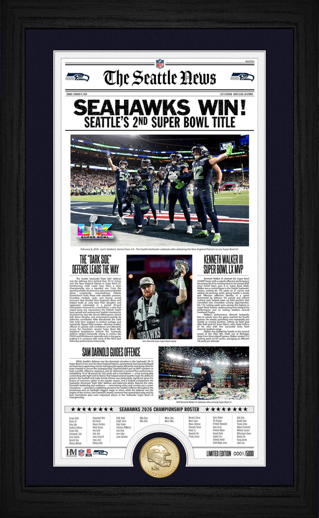 Seahawks Super Bowl LX (60) Champs Front Page News Bronze Coin Photo Mint