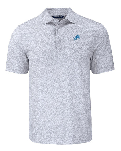 Lions Cutter and Buck Men's Grey Pike Eco Flora Print Polo