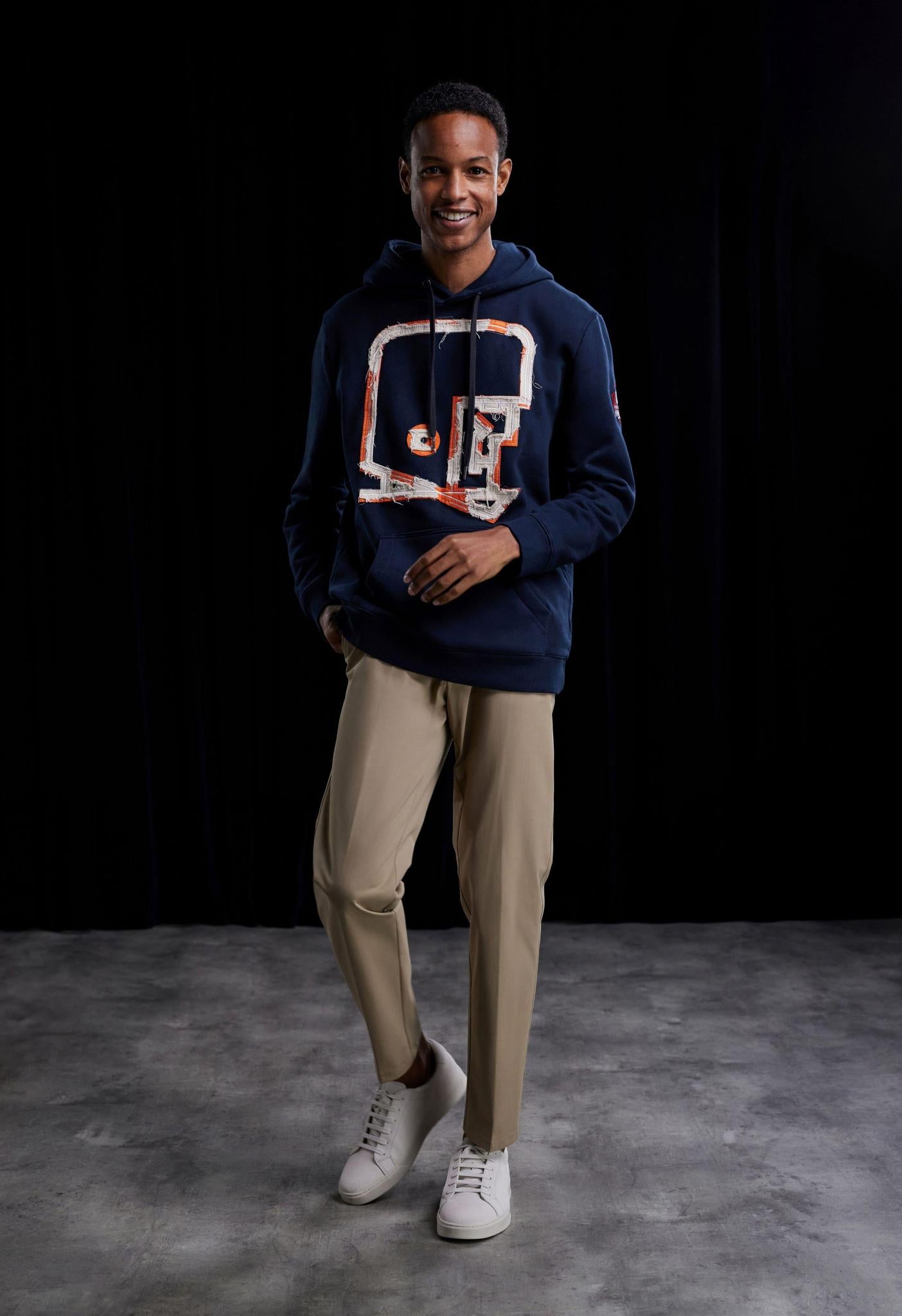 Pro Football Hall of Fame X Haggar - Navy and Orange Graphic Helmet Pullover Sweatshirt