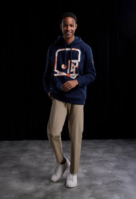 Pro Football Hall of Fame X Haggar - Navy and Orange Graphic Helmet Pullover Sweatshirt