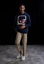 Pro Football Hall of Fame X Haggar - Navy and Orange Graphic Helmet Pullover Sweatshirt