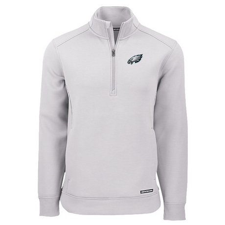 Eagles Cutter and Buck Men's Grey Roam Eco Quarter Zip Pullover