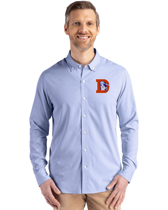 Broncos Cutter & Buck Men's Skyline Eco Pinstripe Button Down Shirt