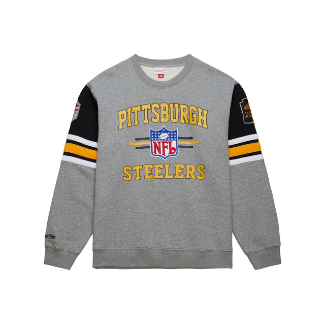 Steelers Men's Mitchell & Ness All Over Vintage Logo Crewneck