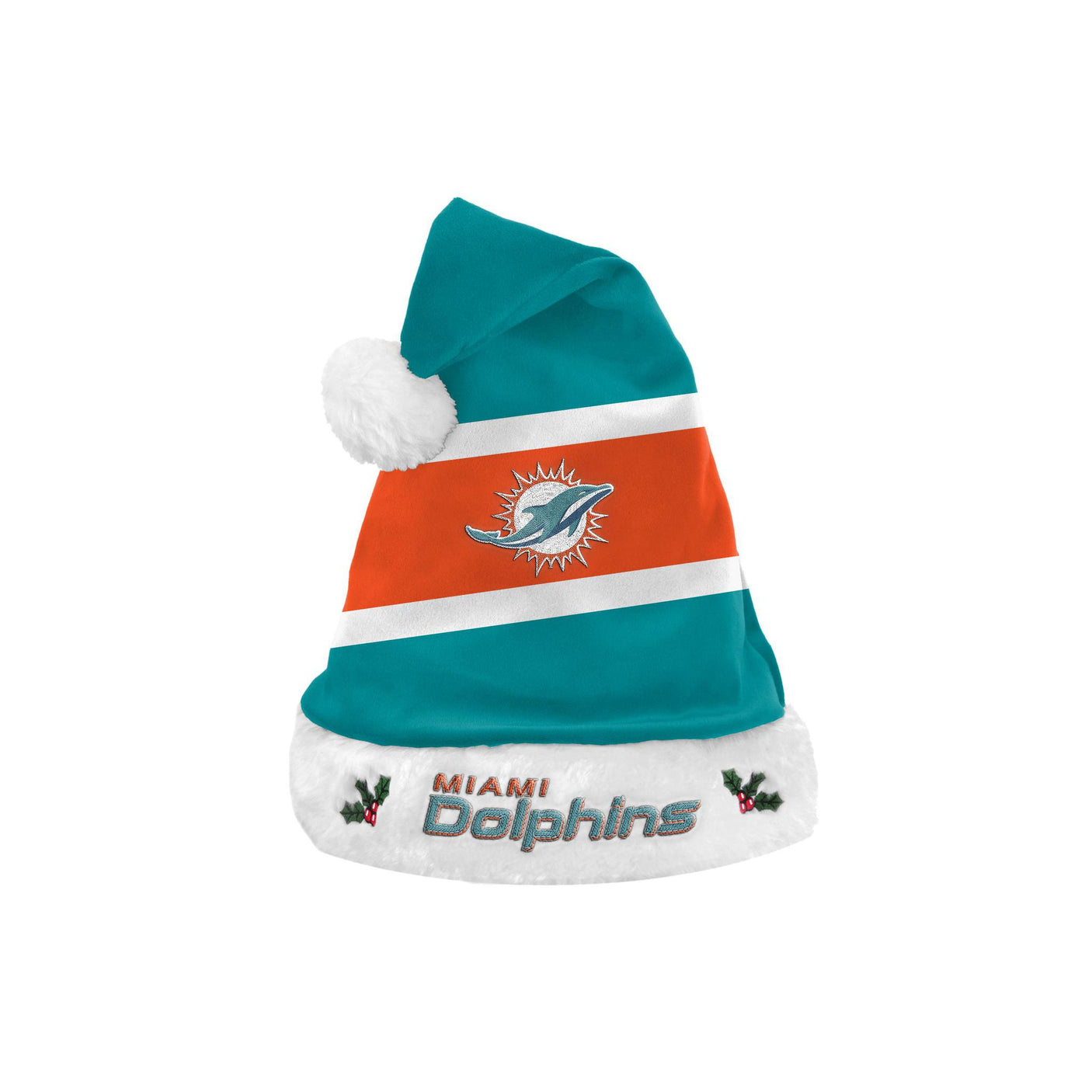 Dolphins Embroidered Colorblock Santa Hat